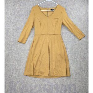 The Limited Mustard Yellow Fit & Flare Dress 3/4 Sleeve Womens Small